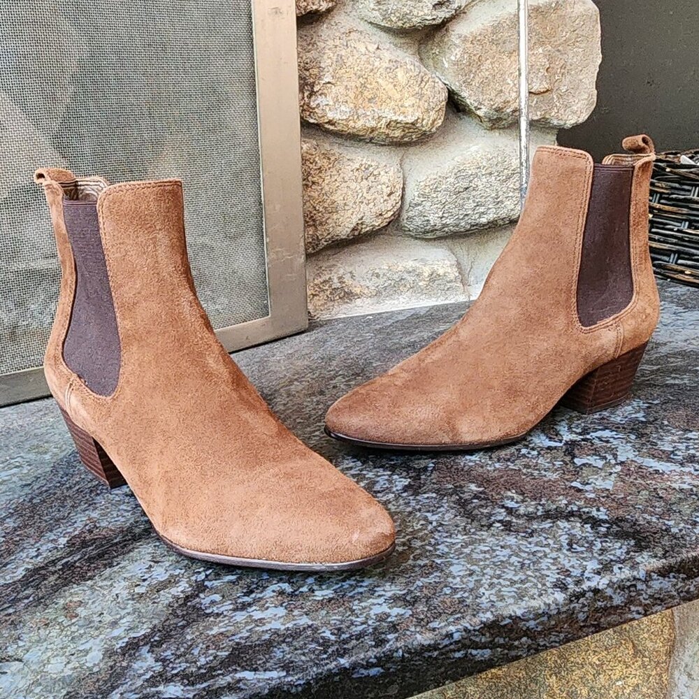 Sam Edelman Reesa Brown Suede Chelsea Booties Size 8